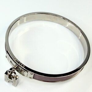 Vintage Hermès Kelly Lock Palladium Plated Pink Leather Bracelet GS780